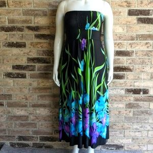 Avenue black with floral print sun dress